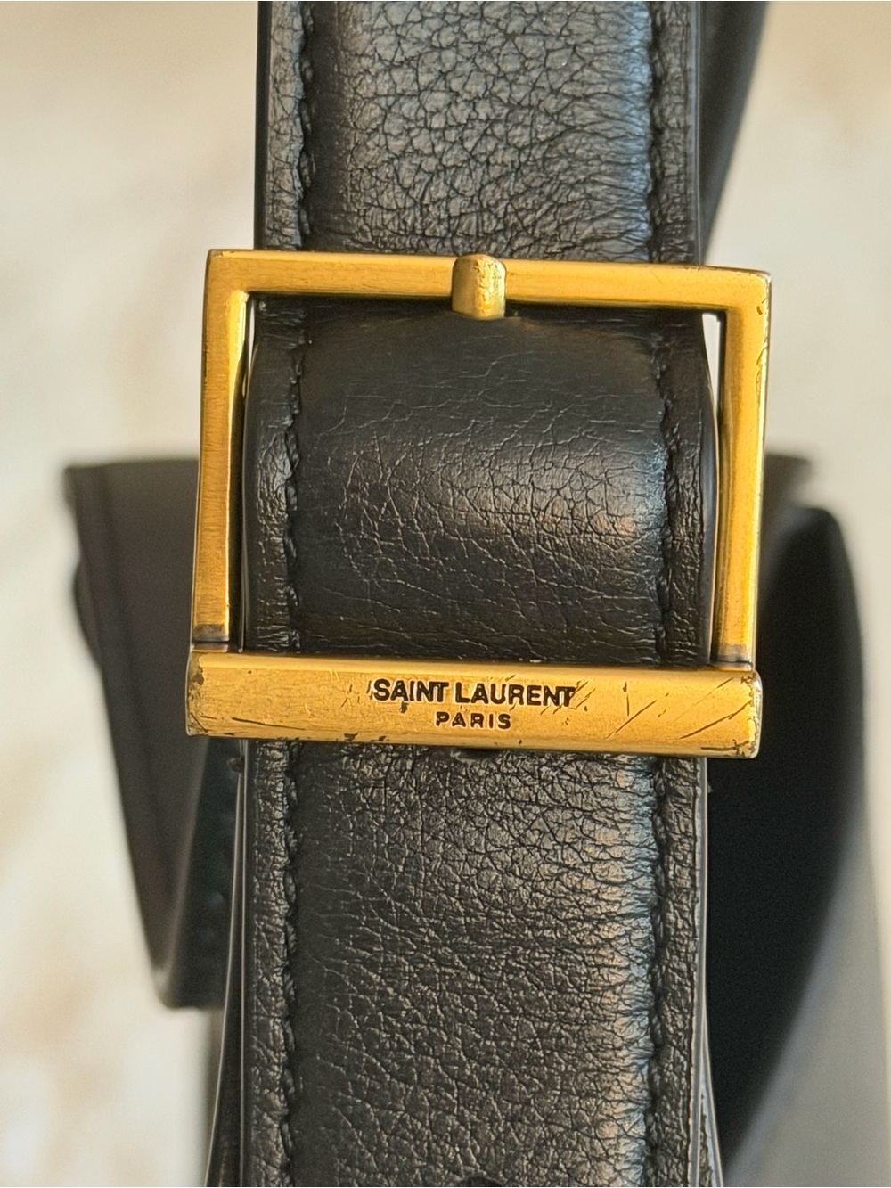 Saint Laurent Black Leather Hobo with Gold YSL Accent - Picture 3 of 5